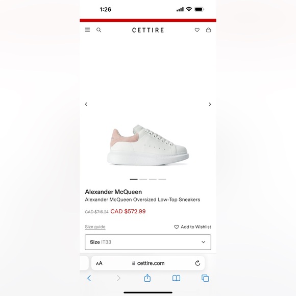 Alexander McQueen Kids 32 Oversized Low-Top Leather Sneakers White & Patchouli - Picture 7 of 8